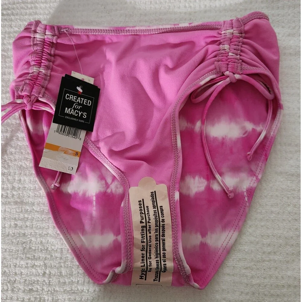 California Waves Women's Bikini Bottom Size Small Pink Tie Dye Adjustable NWT